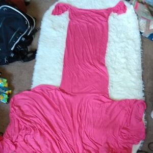 Pink Off-Shoulder Maxi Dress